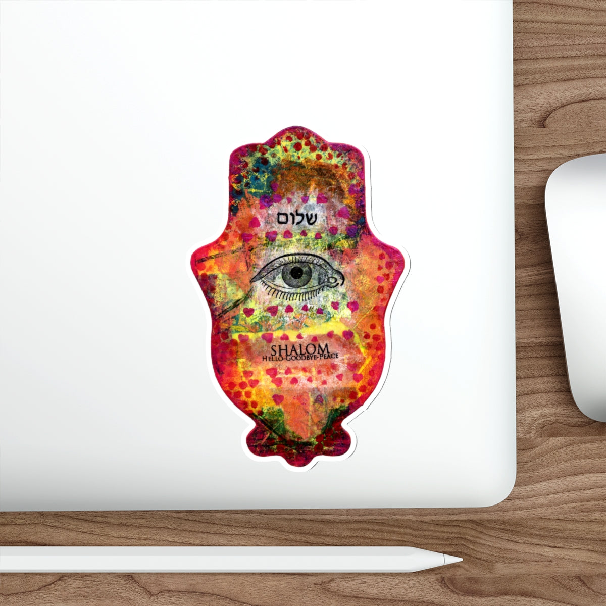 "Hamsa in Reds" Sticker by Esther Cohen