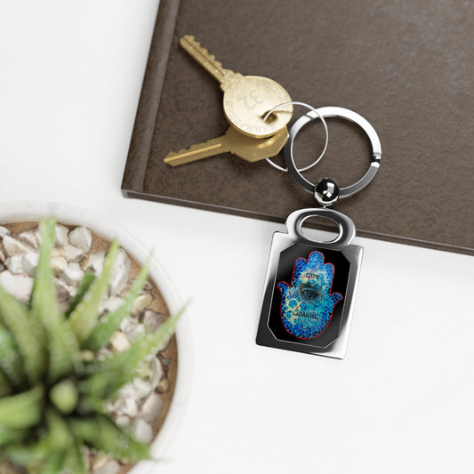 "Hamsa in Blues" by Esther Cohen Keyring