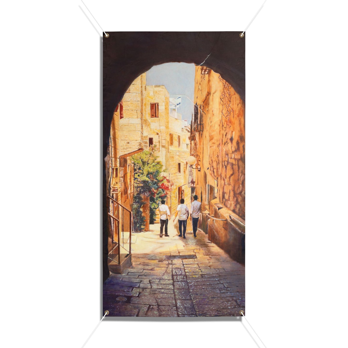 Brothers in Jerusalem by Pinchas Bensusan Sukkah Tapestry (waterproof)