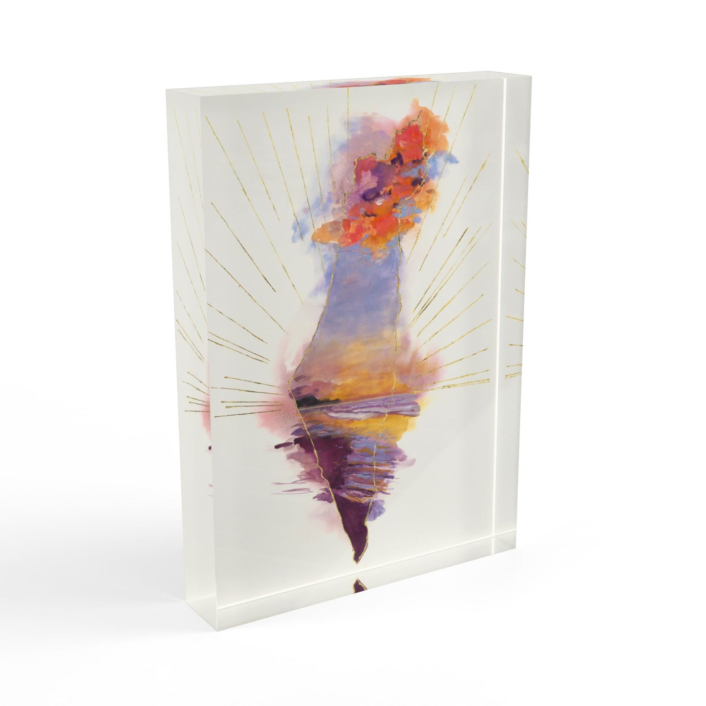 Radiant Israel by Avigael Tondowski - Watercolor Map of Israel - Acrylic Block Print