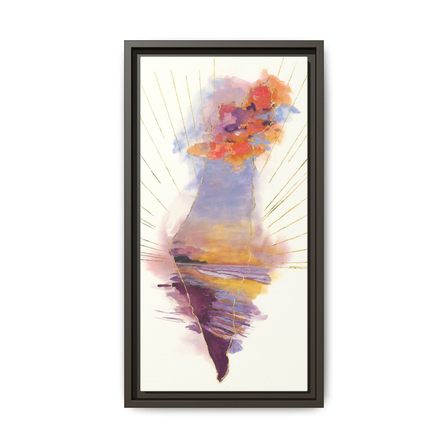 “Radiant Israel” - Map of Israel by Avigael Tondowski - Framed Canvas Print