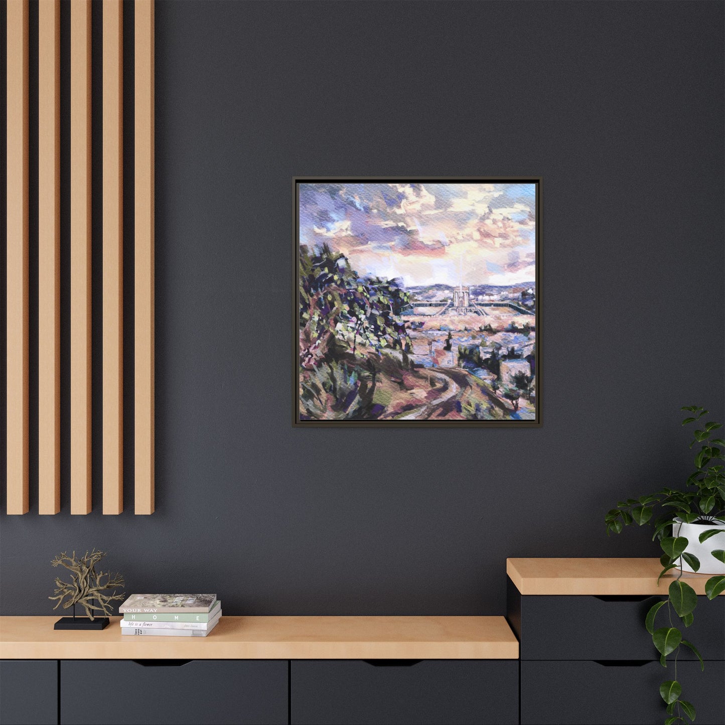 “Homecoming” – Landscape of the Beit HaMikdash by Leah Luria - Framed Canvas