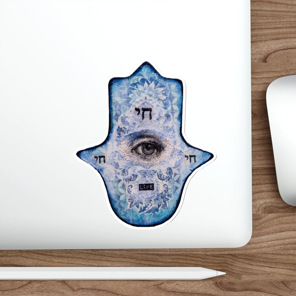 "Blue Chai Hamsa" by Esther Cohen Die-Cut Sticker