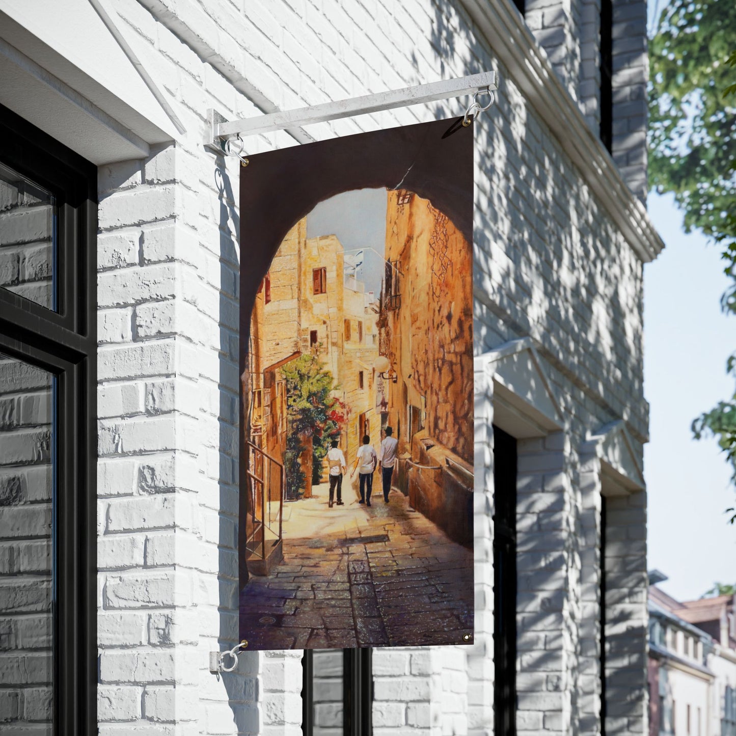 Brothers in Jerusalem by Pinchas Bensusan Sukkah Tapestry (waterproof)