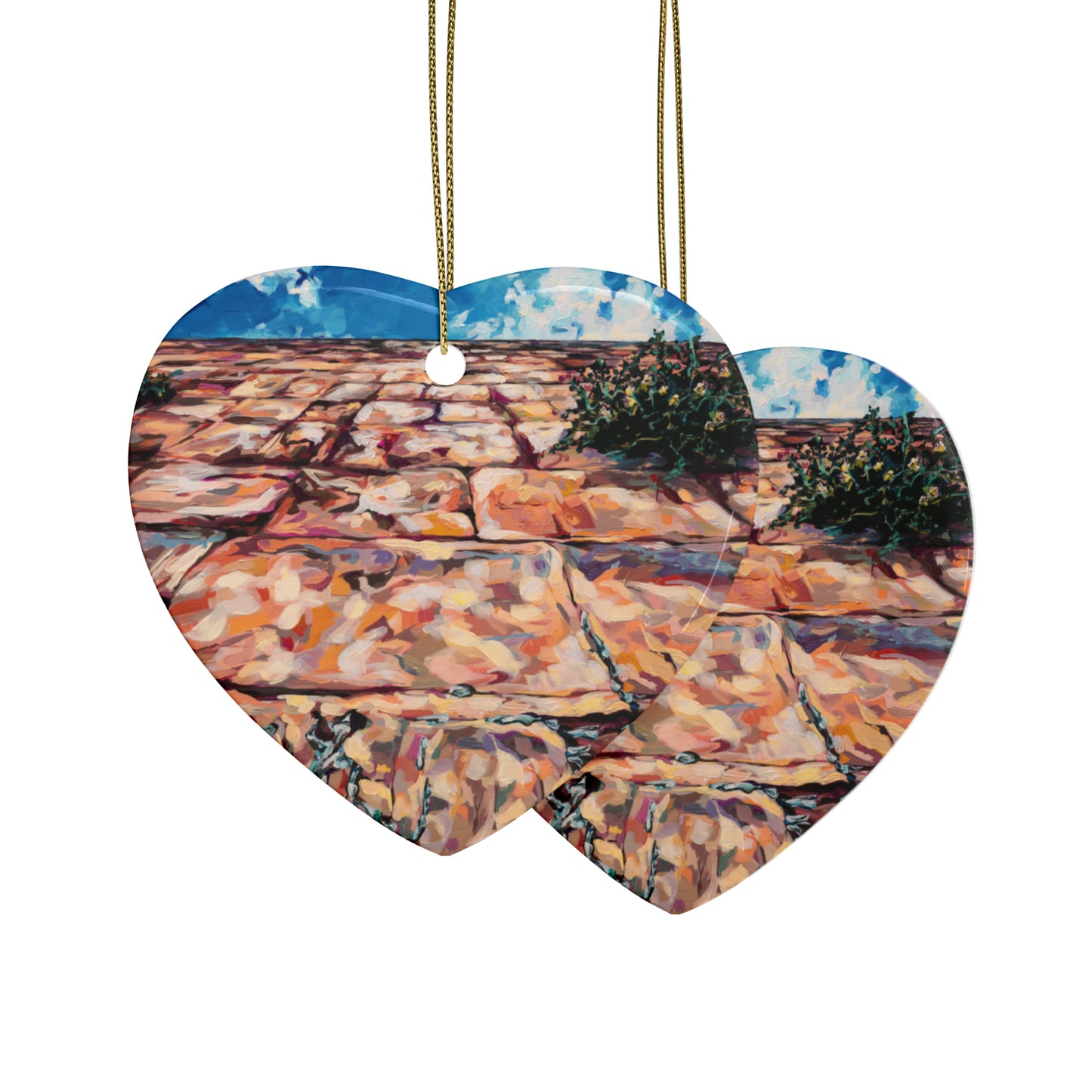 Kotel from Below Heart Shaped Ceramic Car Accessory by Leah Luria