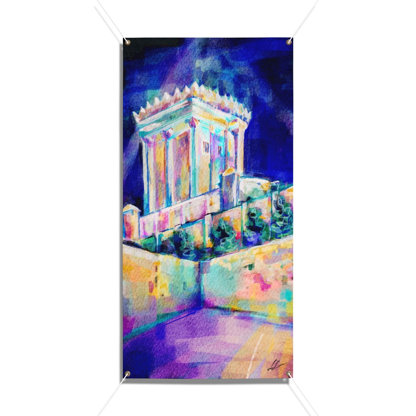 Night Vision: Beis Hamikdash III by Leah Luria Sukkah Tapestry (waterproof)