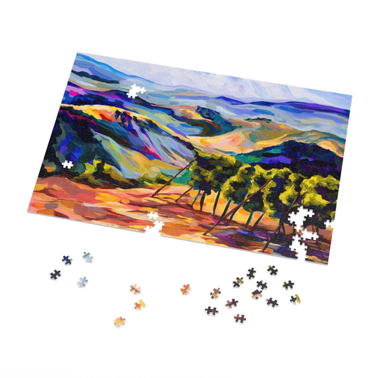 “Mountaintop Vineyard outside Jerusalem”  by Leah Luria Jigsaw Puzzle (1000-Pieces)