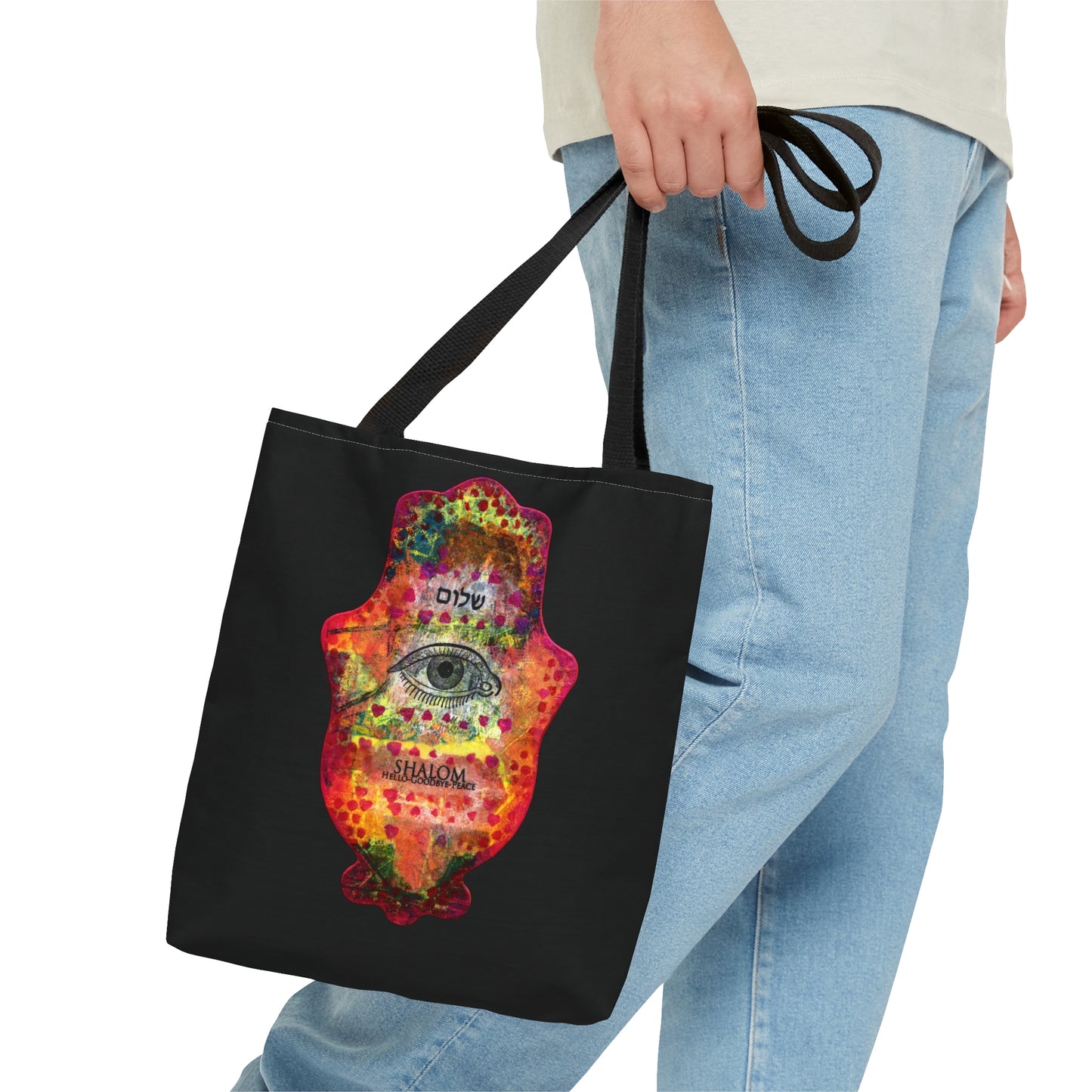 "Hamsa in Blue & Fuchsia" Double Sided Tote Bag by Esther Cohen