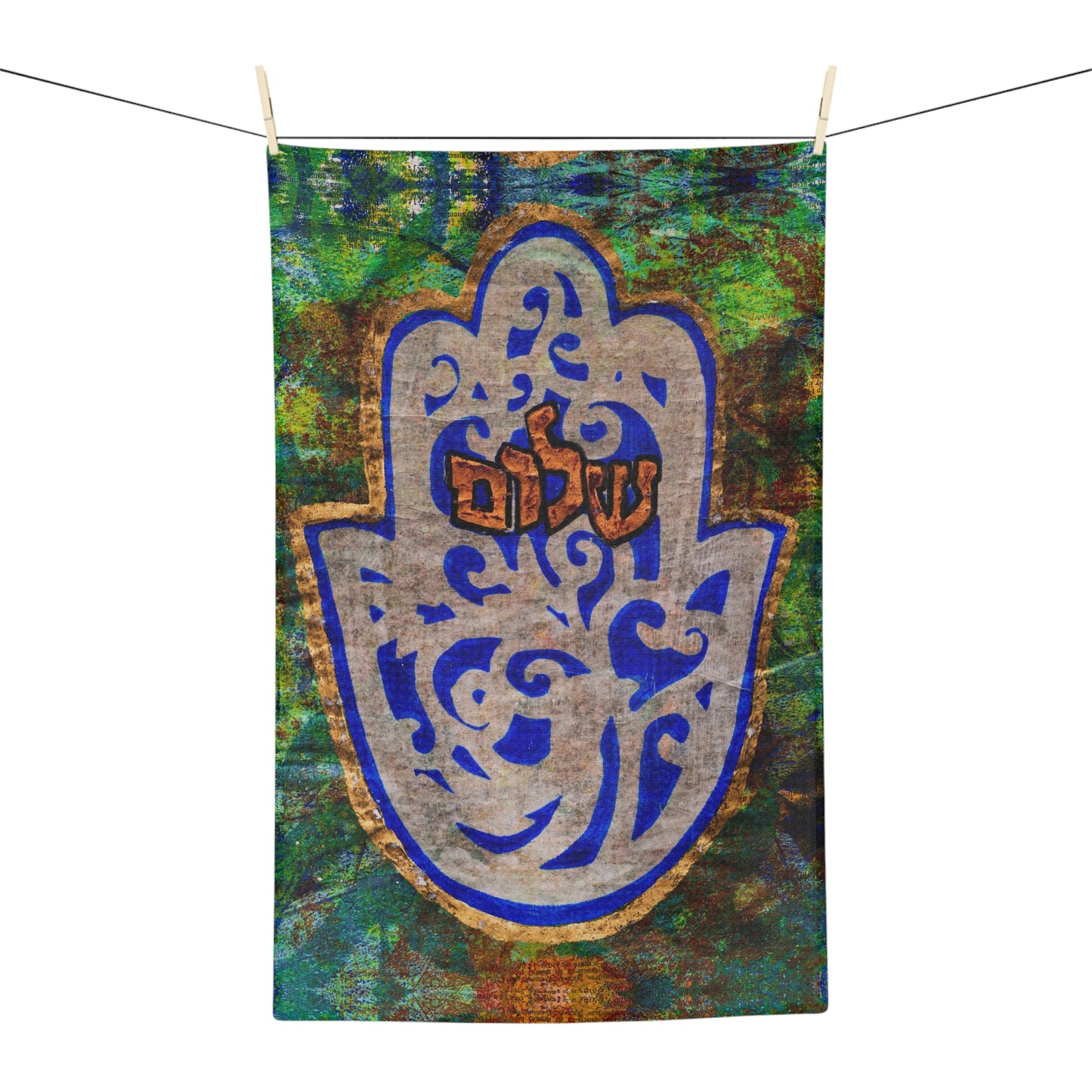 "Hamsa of Peace" Shabbat Netilat Yadayim Soft Hand Towel by Esther Cohen