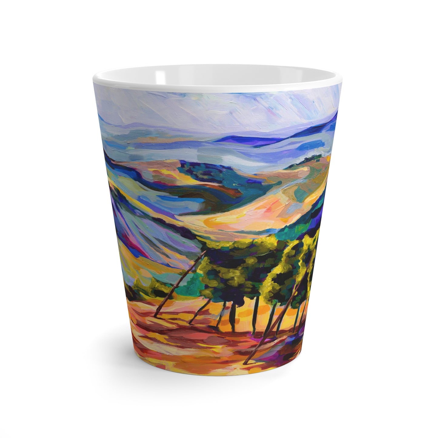 “Mountaintop Vineyard Outside Jerusalem” by Leah Luria Latte Mug