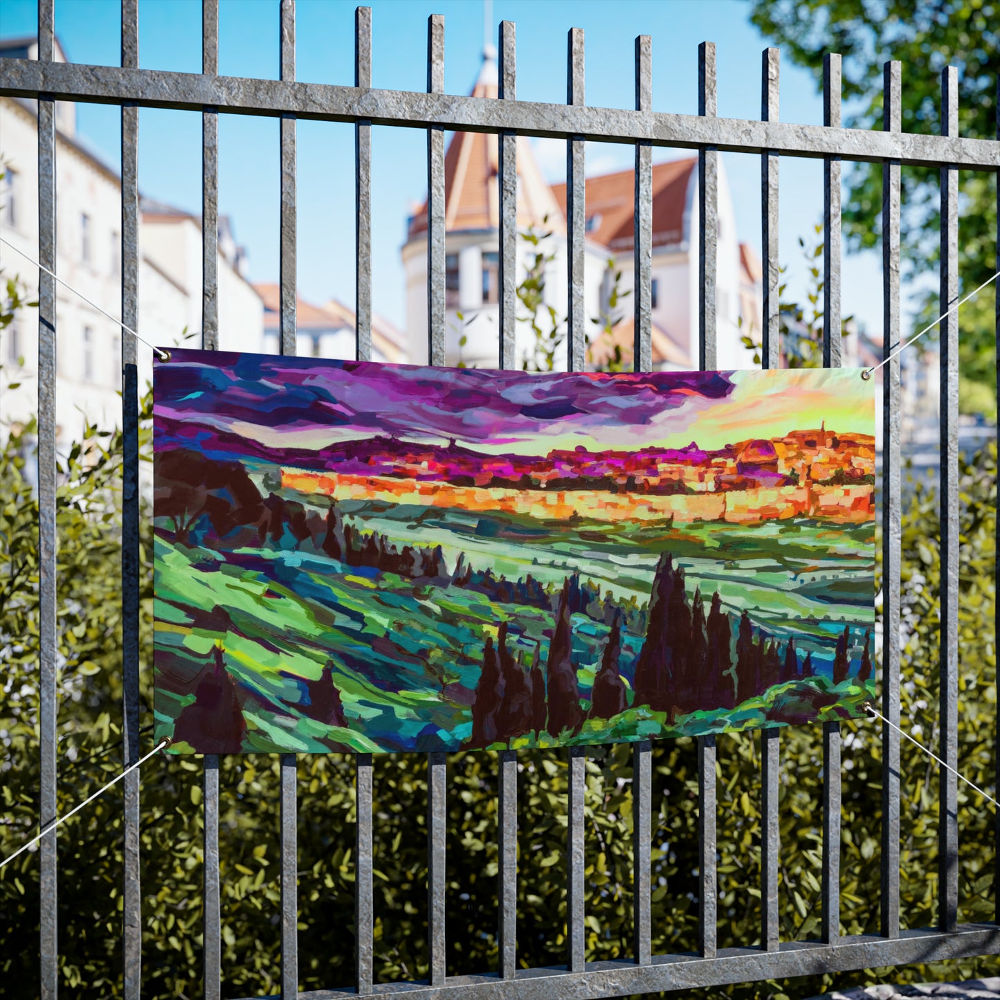 Vibrancy of Jerusalem Sukkah Tapestry (waterproof)