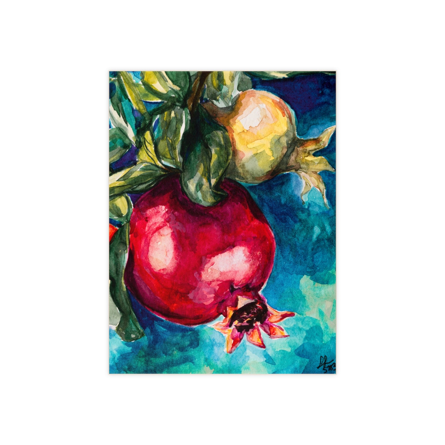 Painted Pomegranates by Leah Luria Ceramic Tile