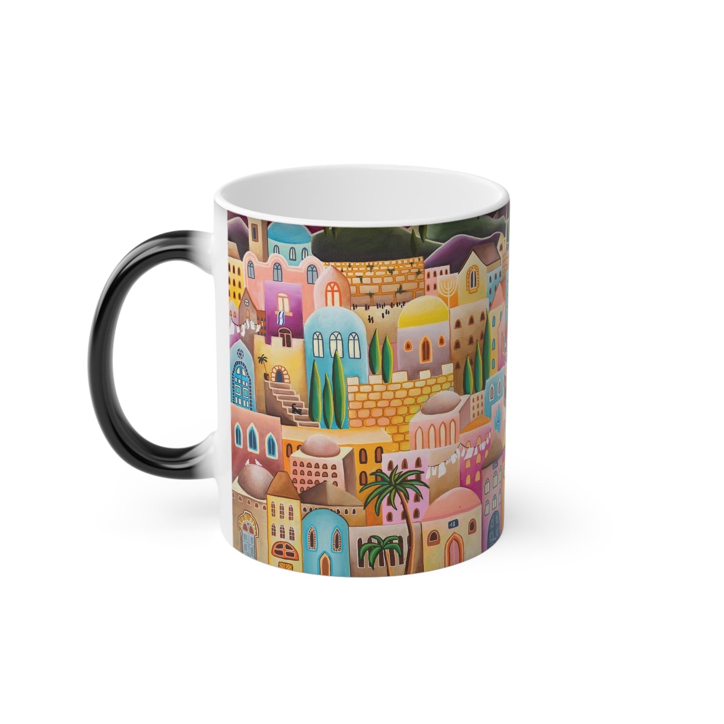 “Jerusalem Cityscape” Magic Mug by Yael Flatauer