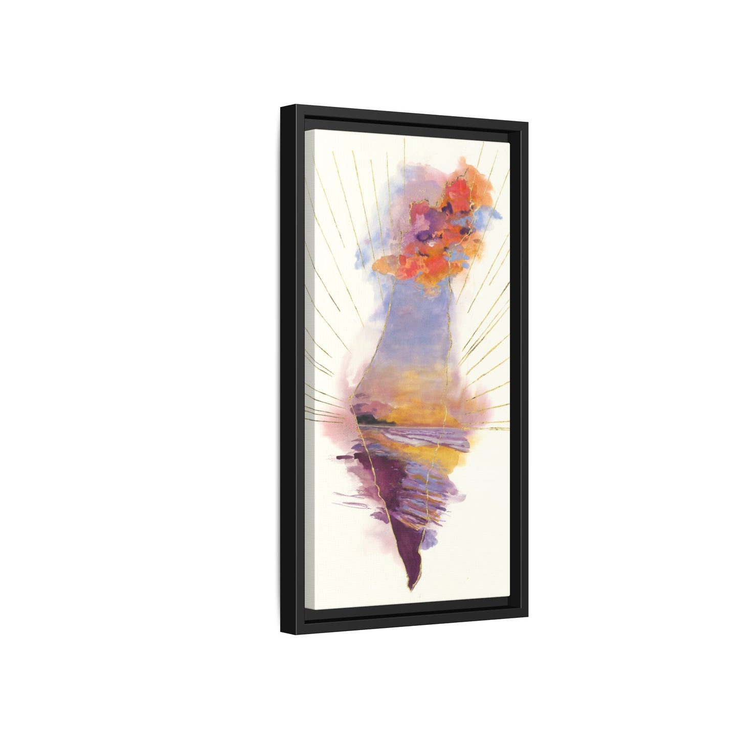 “Radiant Israel” - Map of Israel by Avigael Tondowski - Framed Canvas Print