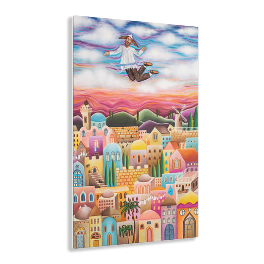 The Flying Hassid by Yael Flatauer Glossy Modern Acrylic Wall Art Print