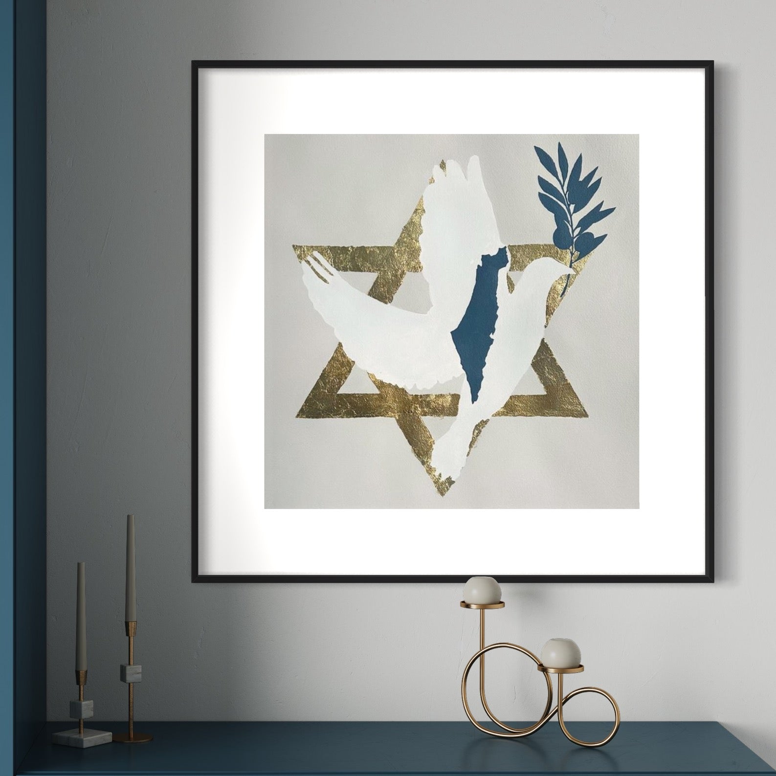 Store Original painting Peace and doves wall decor judaica art