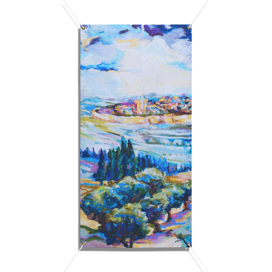 Dreaming of Beis Hamikdash III by Leah Luria Sukkah Tapestry (waterproof)