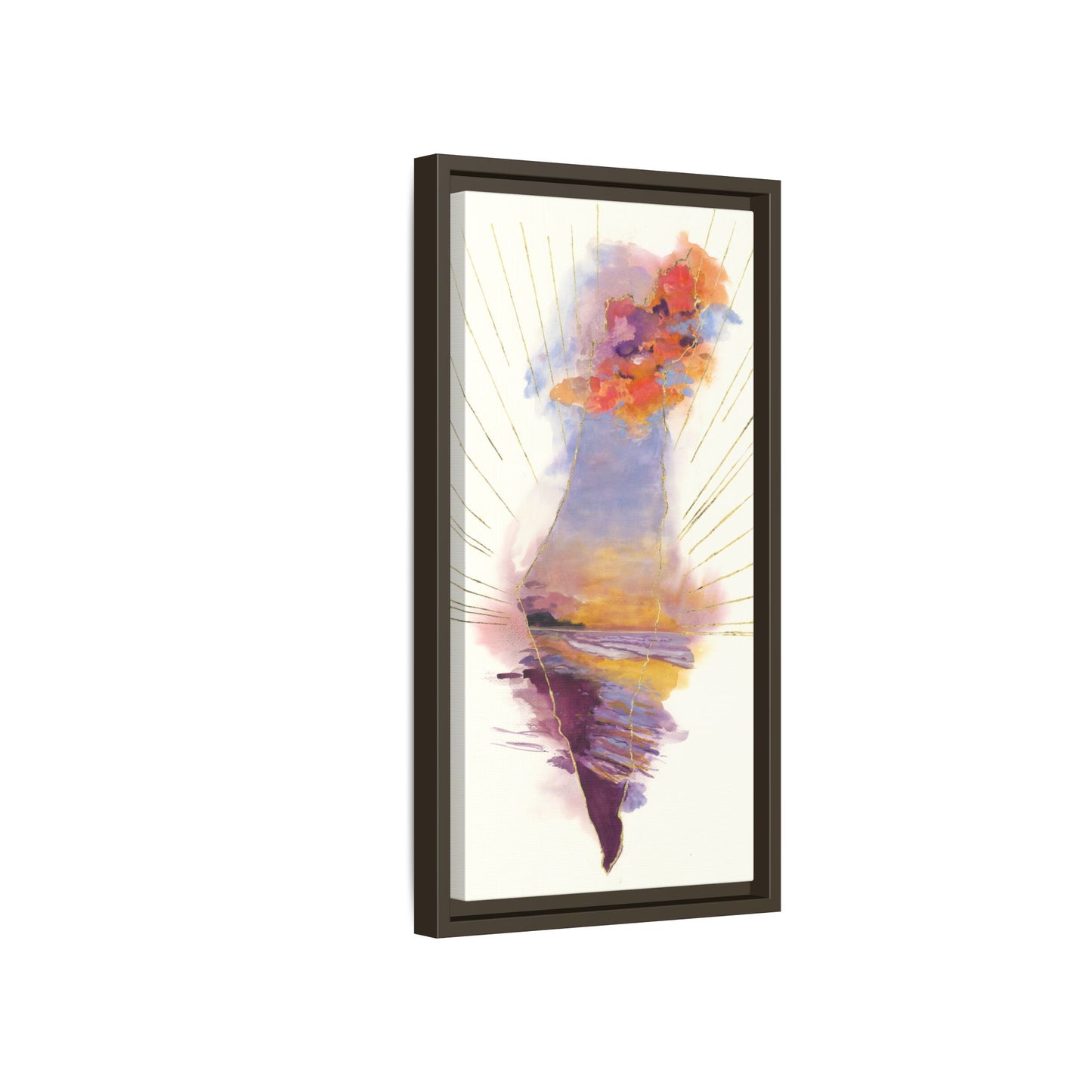 “Radiant Israel” - Map of Israel by Avigael Tondowski - Framed Canvas Print