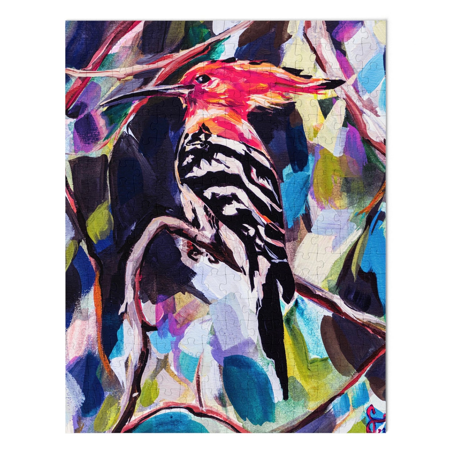 Painted Hoopoe Painting by Leah Luria Jigsaw Puzzle