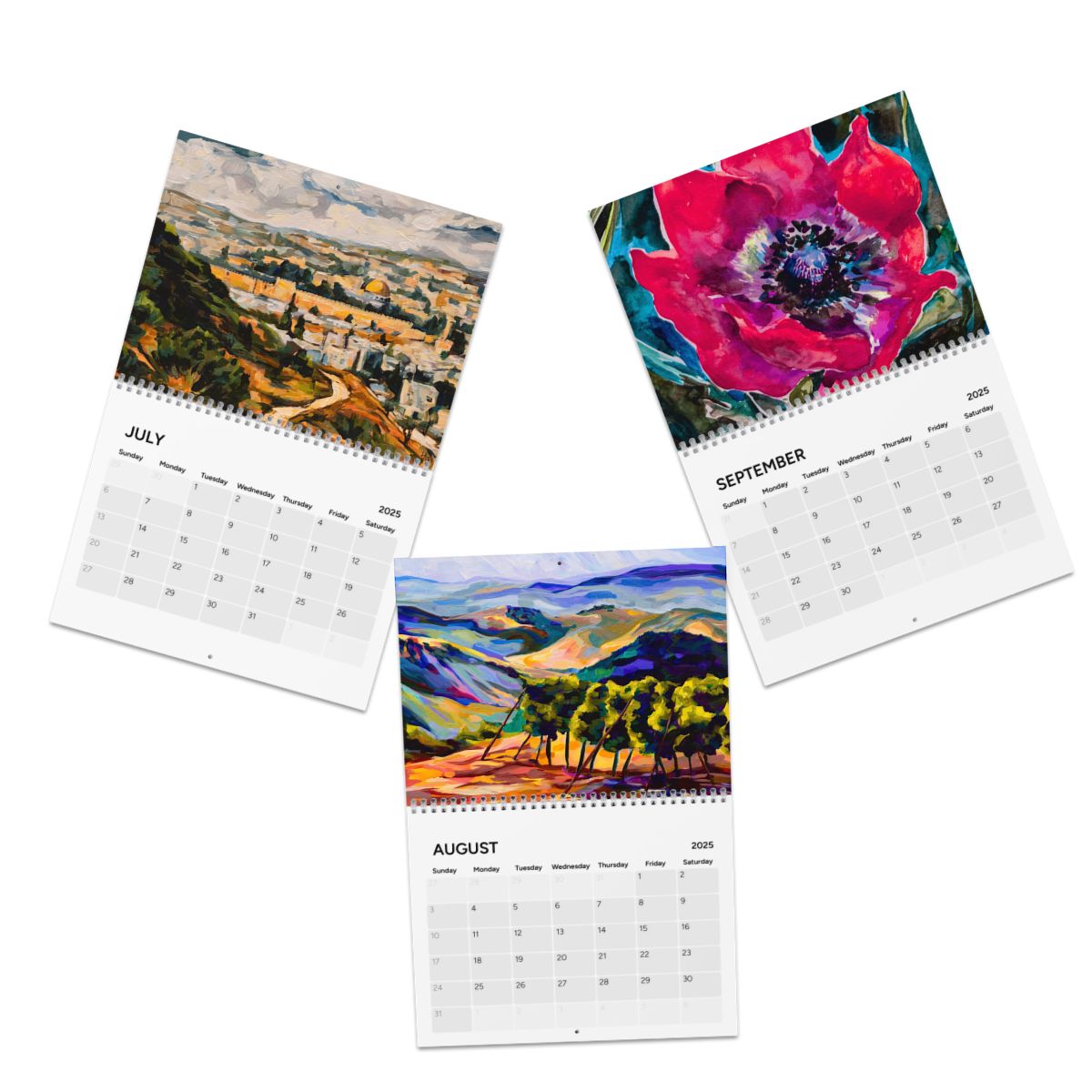 "Brushstrokes of Israel Version II" by Leah Luria 2025 Wall Calendar