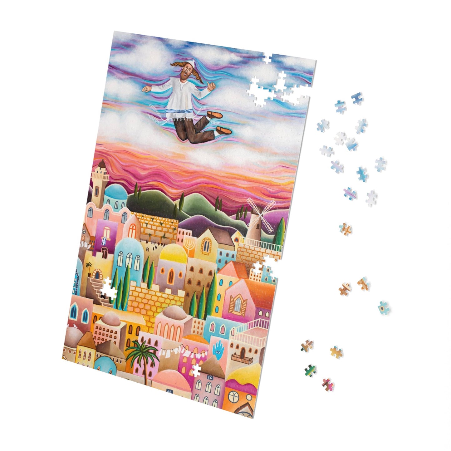 "The Flying Hassid" by Yael Flatauer Jigsaw Puzzle (30, 110, 252, 500,1000-Piece)