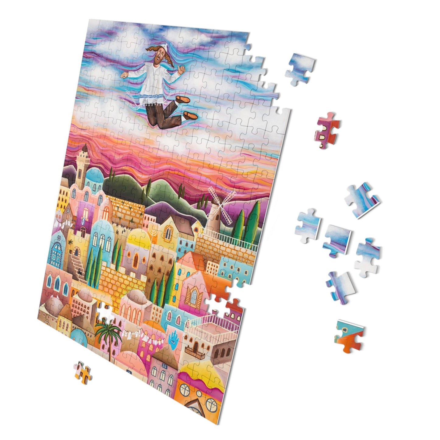 "The Flying Hassid" by Yael Flatauer Jigsaw Puzzle (30, 110, 252, 500,1000-Piece)