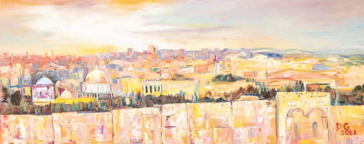 “Jerusalem Cityscape” in Pastel Hues by Dara Gold Goldschmidt