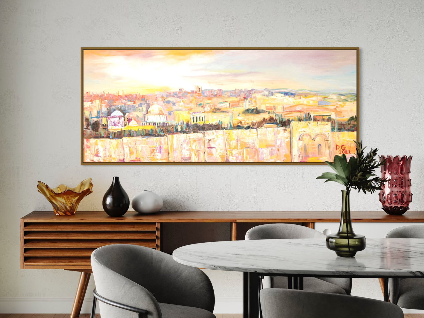 “Jerusalem Cityscape” in Pastel Hues by Dara Gold Goldschmidt