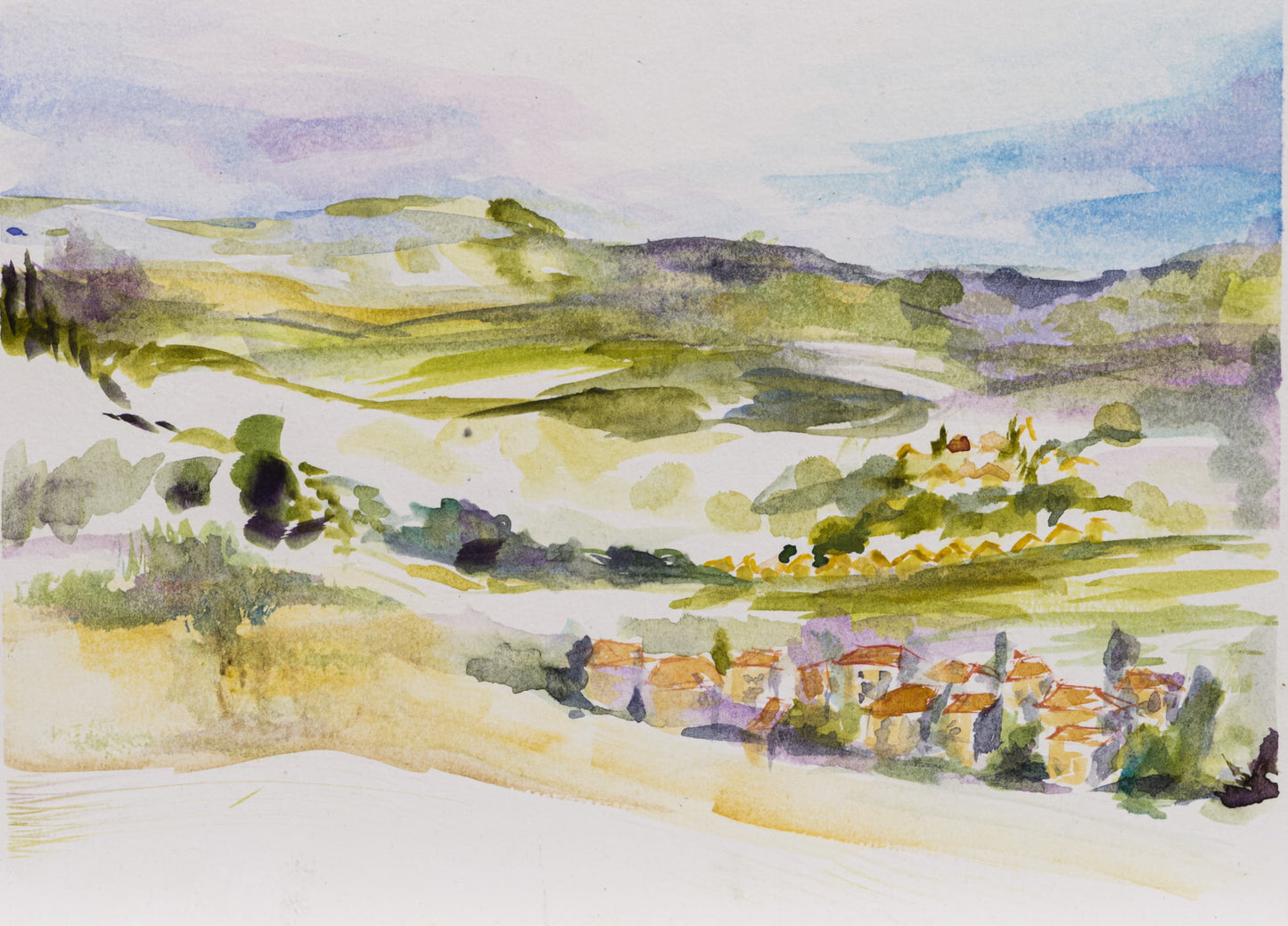 Jerusalem Hills in Plein Air Watercolor
